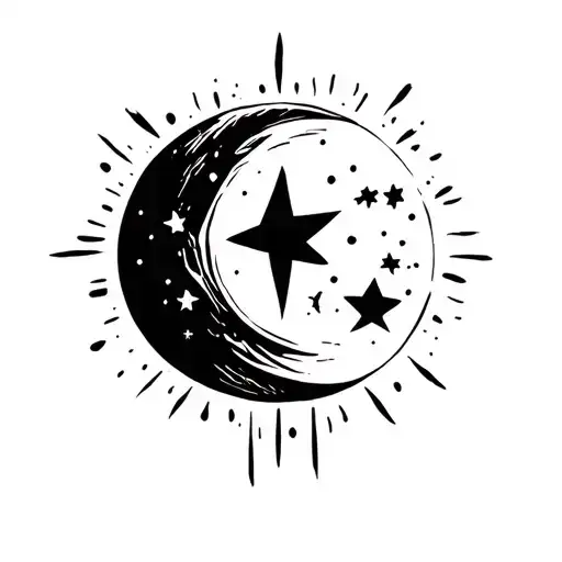 moon and flash weather tattoo design idea