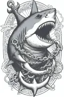 shark biting an anchor  tattoo design idea