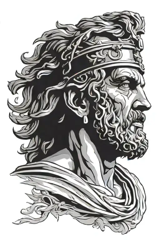 Greek god chronus head portrait tattoo tattoo design idea