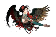 y2k falling angel tattoo design idea