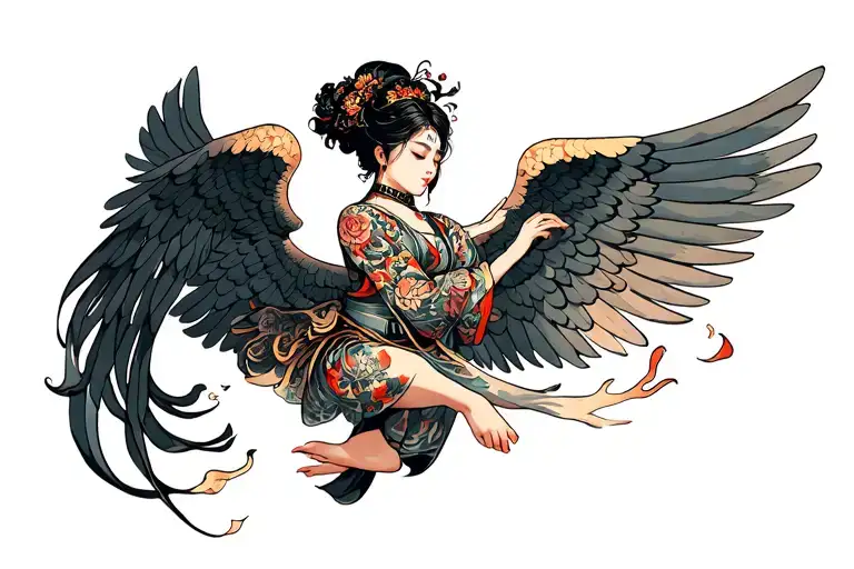 y2k falling angel tattoo design idea