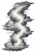 Lightning bolt going through clouds tattoo design idea
