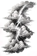 Lightning bolt going through clouds tattoo design idea