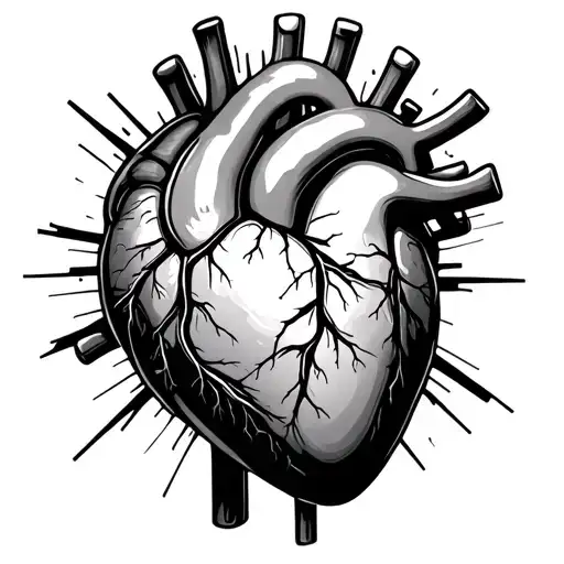cardiac vectors 3d with sphere and lines tattoo design idea
