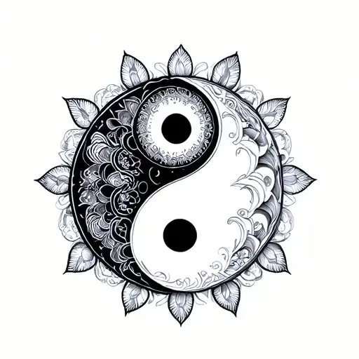 Mandala Yin Yang tattoo design idea