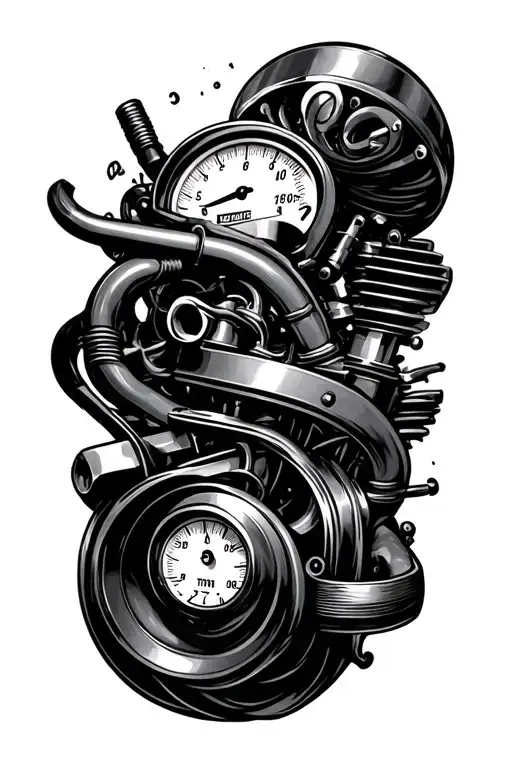 turbocharged gauges tattoo design idea
