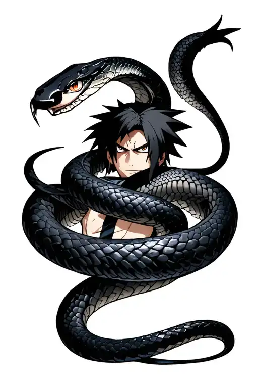 sasuke uchiha eyes surrounded by his snake wrapped tattoo design idea