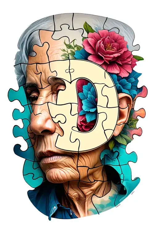 alzheimer d puzzle piece tattoo design idea