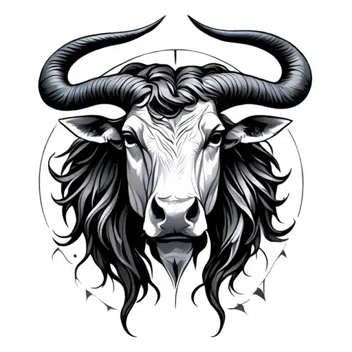 combined taurus and aquarius zodiac sign tattoo design idea