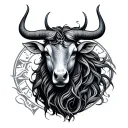 combined taurus and aquarius zodiac sign tattoo design idea