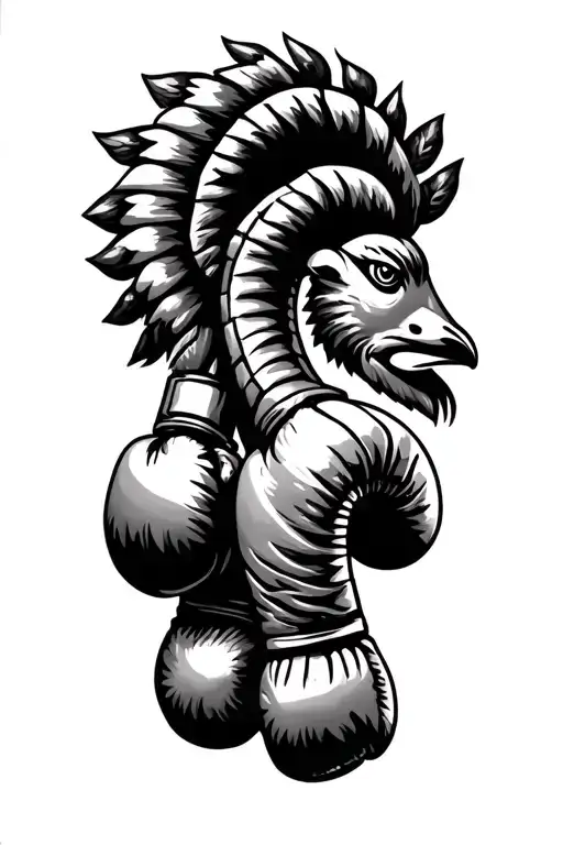 kokopelli, boxing gloves hanging, snowbird tattoo design idea