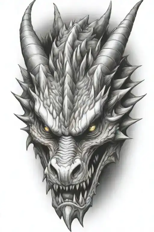 dragon face 3/4th view tattoo design idea