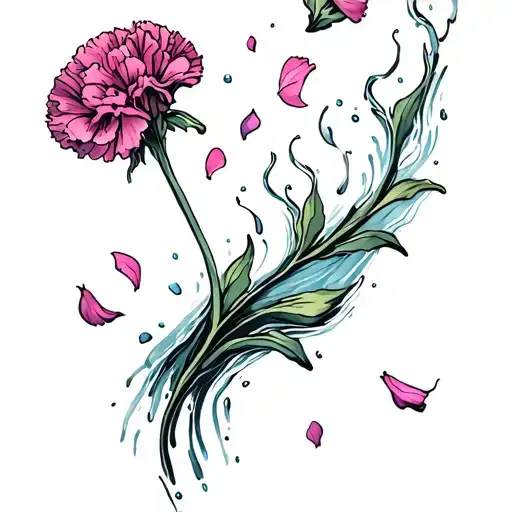 carnation petals floating down a stream tattoo design idea