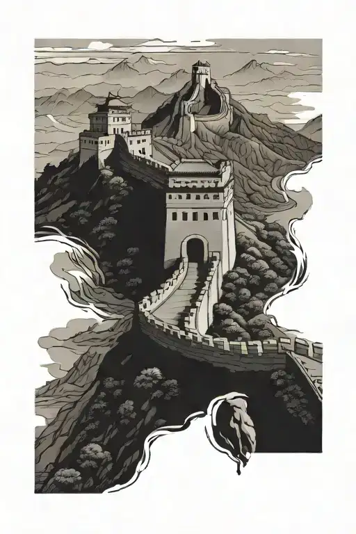 great wall of china tattoo design idea