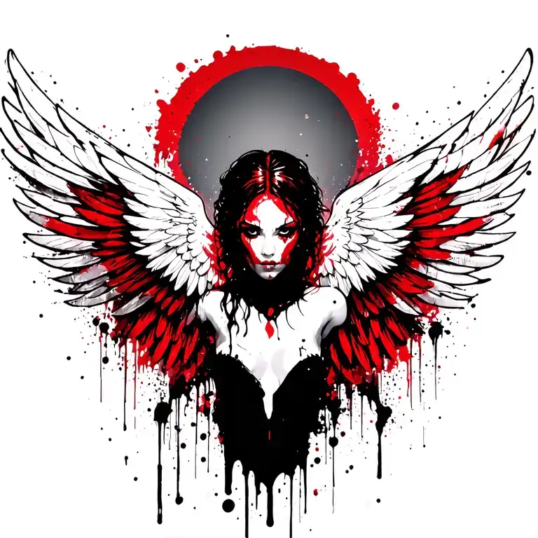 tribal wings spread wide tattoo design idea