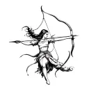 sagittarius woman shooting a bow and arrow tattoo design idea