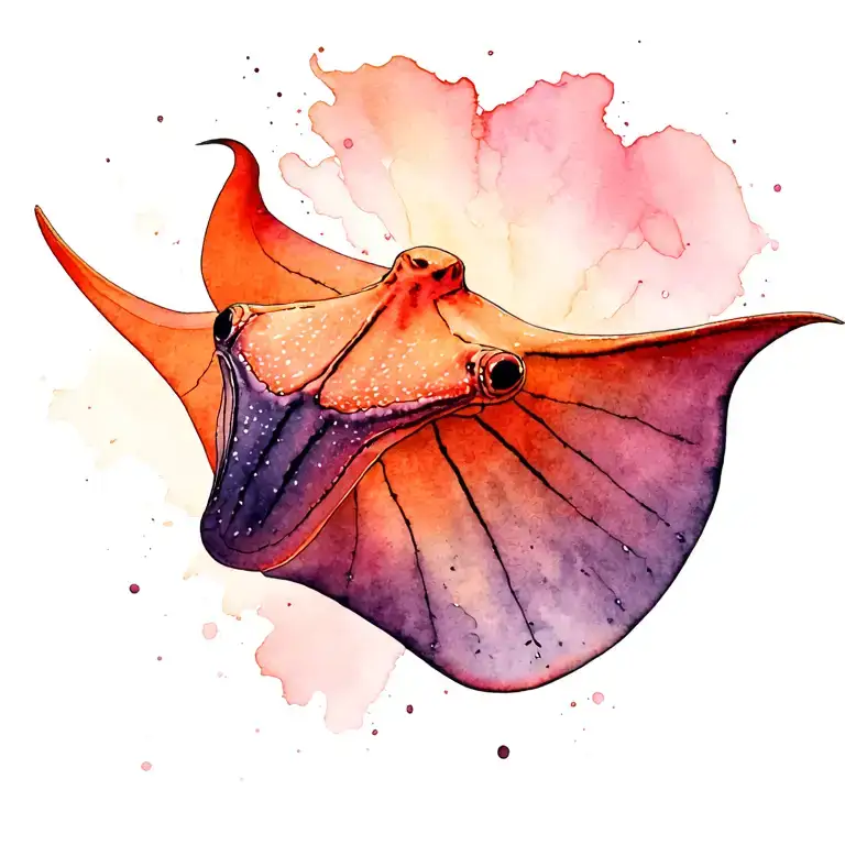 watercolor stingray gliding tattoo design idea