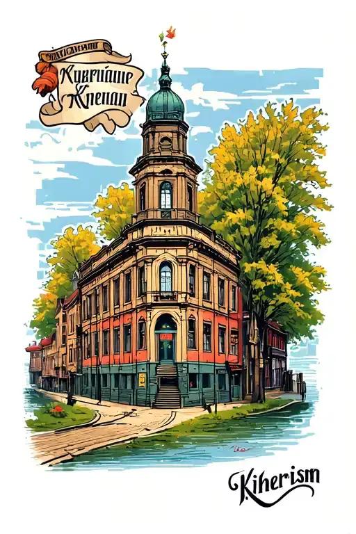 tattoo with famous places of the Ukrainian city of Kherson tattoo design idea