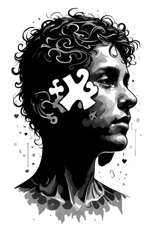 autism awareness combin with beating mental health issues tattoo design idea