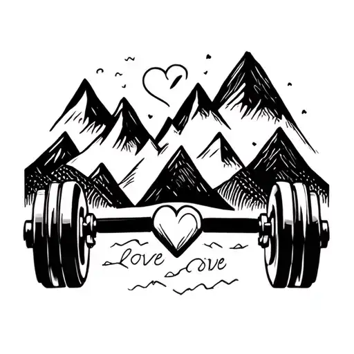 minimal tattoo black and white small mountains dumbbell friends love  tattoo design idea