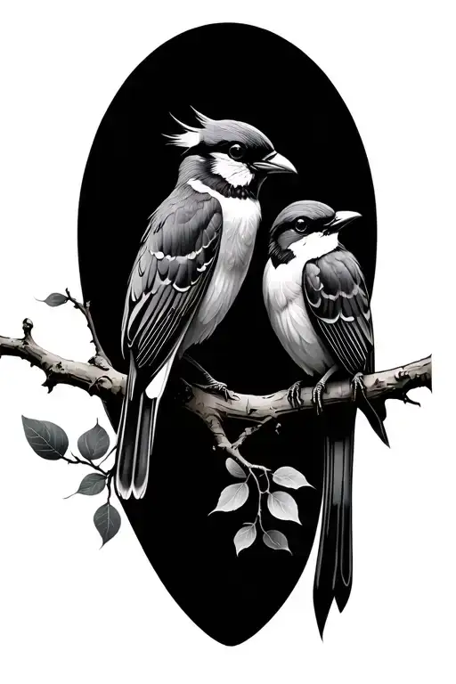 3 Birds On A Branch with dark and mysterious tattoo tattoo design idea