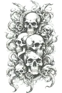Coverup Clouds ,Smoke and skulls with Capricorn zodiac signs intertwined  tattoo design idea
