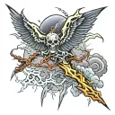 Lightning thunder strike from upper back to ribs tattoo design idea