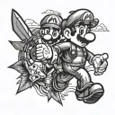 super Mario bow hunting scene tattoo design idea