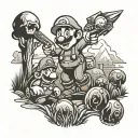 super Mario bow hunting scene tattoo design idea