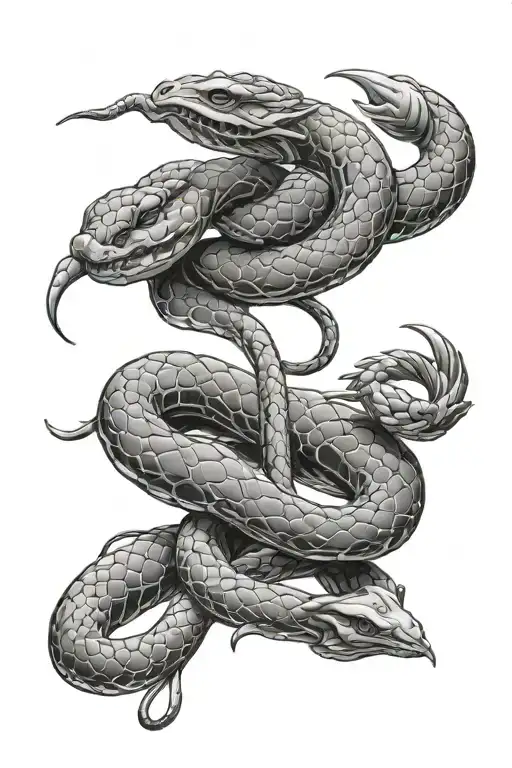 snake and scorpion hybrid wrapped around sword tattoo design idea