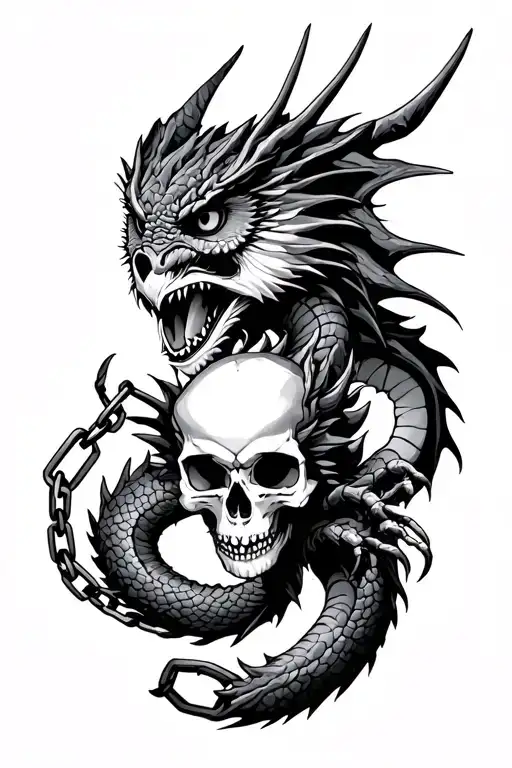 Dragon,chains,skull,owl,spider,shark,fox all combined tattoo design idea