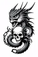 Dragon,chains,skull,owl,spider,shark,fox all combined tattoo design idea