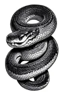 black thin snake coiled python tattoo design idea