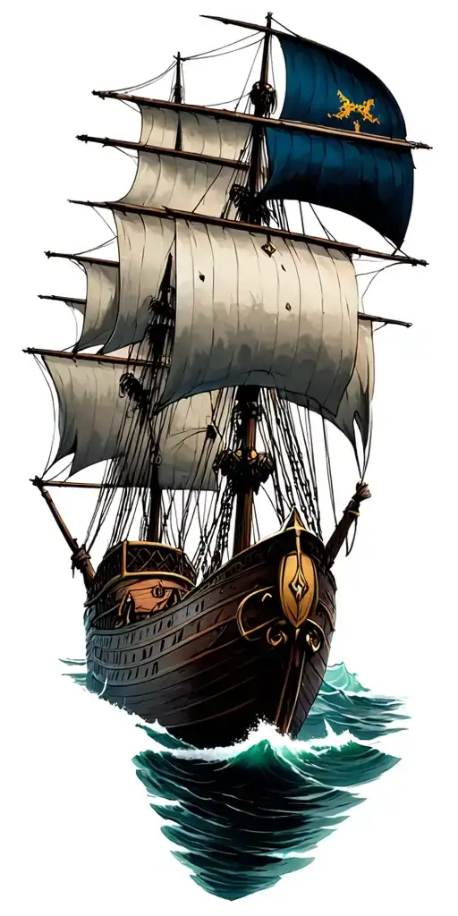 viking ship sailing ship battling odin god tattoo design idea