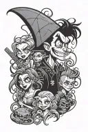 Gothic 90s cartoon characters tattoo design idea