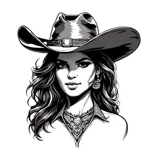 western hot cowgirl tattoo design idea