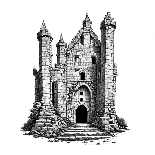 Castle Ruins tattoo design idea
