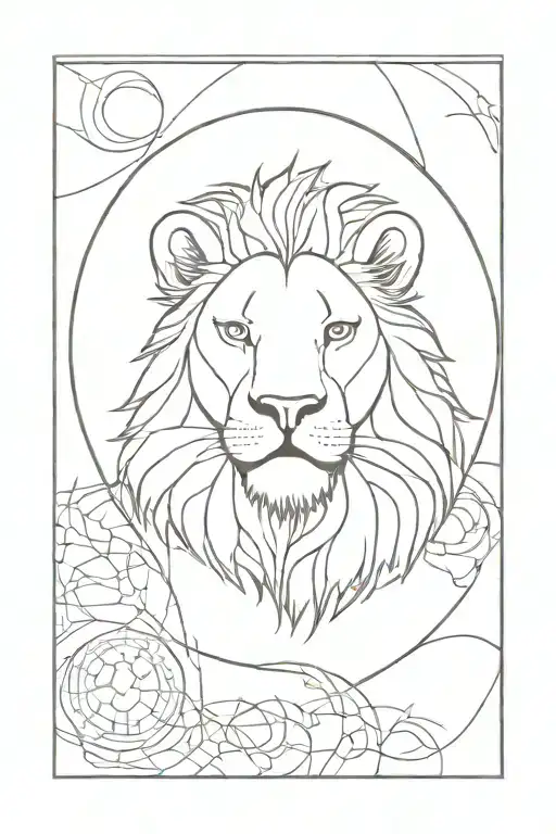 half clock lion face 2007  tattoo design idea