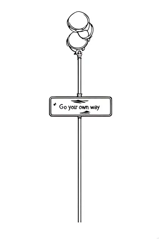 lamp post street sign go your own way tattoo design idea