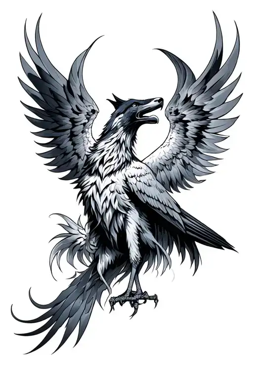 Phoenix, Wolf, Raven tattoo design idea