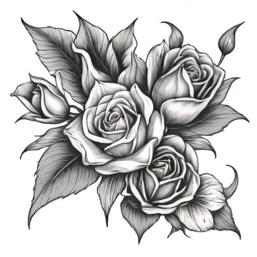 rose tulip calla lily peony flowers tattoo design idea