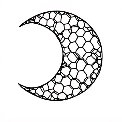 minimalistic moon builded with hexagons tattoo design idea