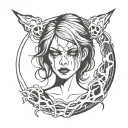 spooky and dark girl tattoo design idea