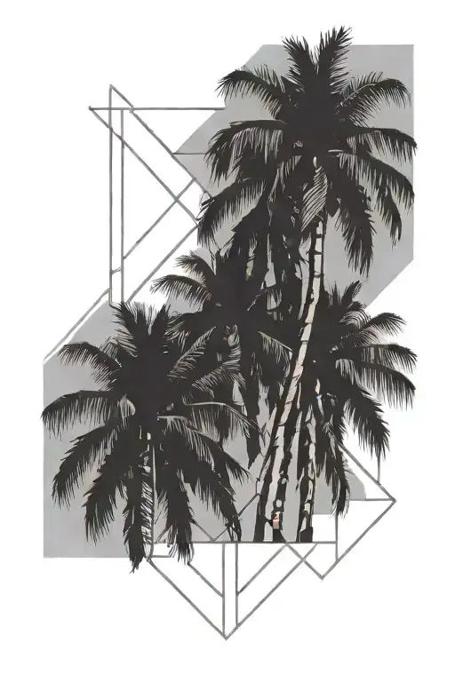 palm tree, rectangular tattoo design idea