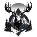 moose antlers mountains inside tattoo design idea