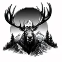moose antlers mountains inside tattoo design idea