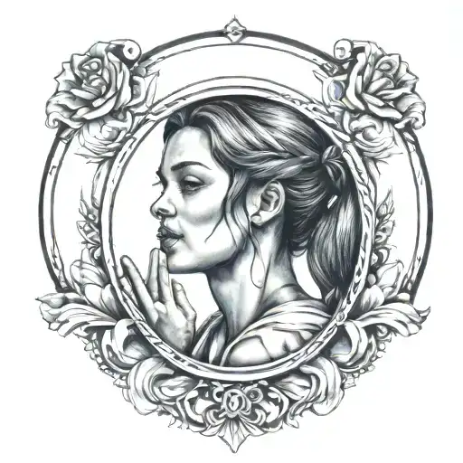 a woman smiling mirror reflection woman sad tattoo design idea