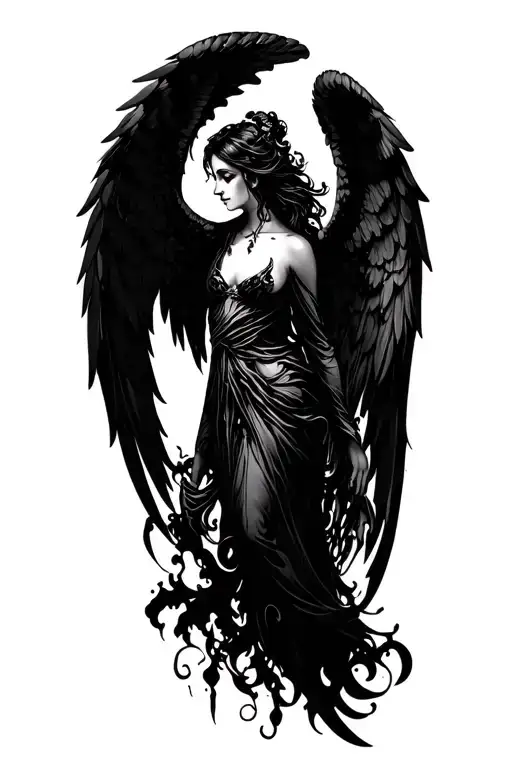 avenging angel tattoo design idea