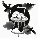 clouds,birds,lightning tattoo design idea