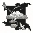 clouds,birds,lightning tattoo design idea